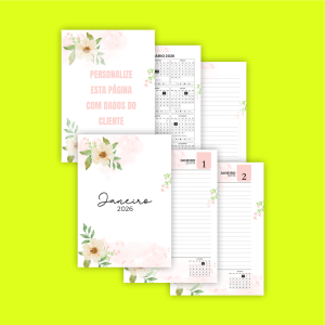 Miolo Agenda Floral 2026 - Arquivo Digital - Editável      